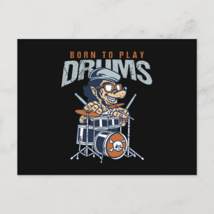 Drummers Drumming Musician Gift Born to Play Drumm Vykort