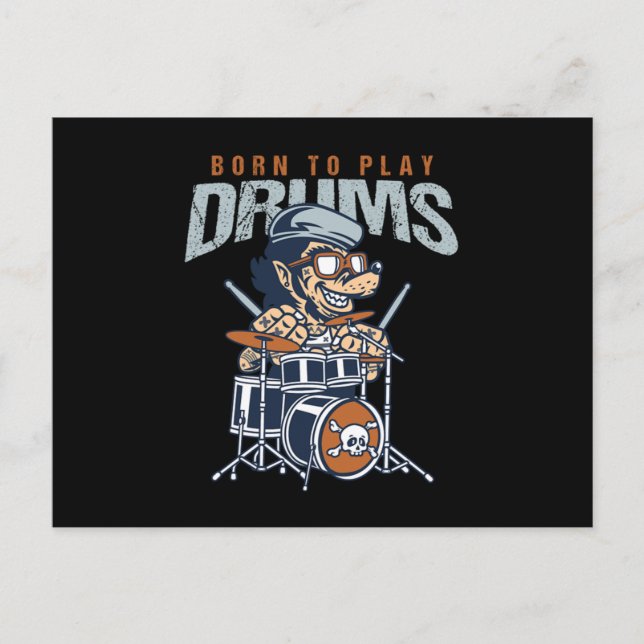 Drummers Drumming Musician Gift Born to Play Drumm Vykort (Framsida)