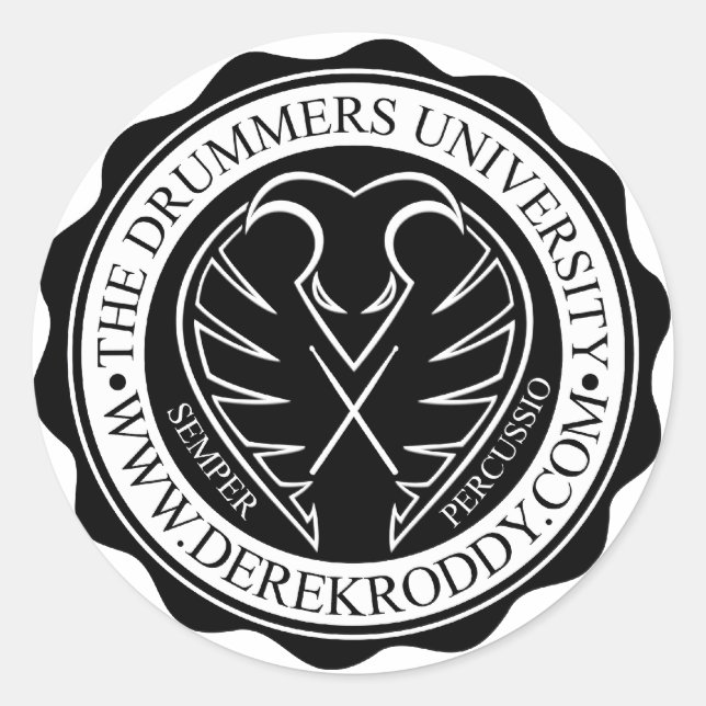 Drummers Universiteten Stickers Runt Klistermärke (Framsida)