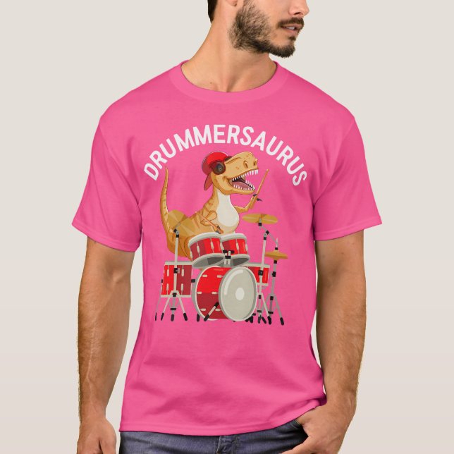 Drummersaurus Dinosaur Musician T Rex Spela Drum Shirt (Framsida)