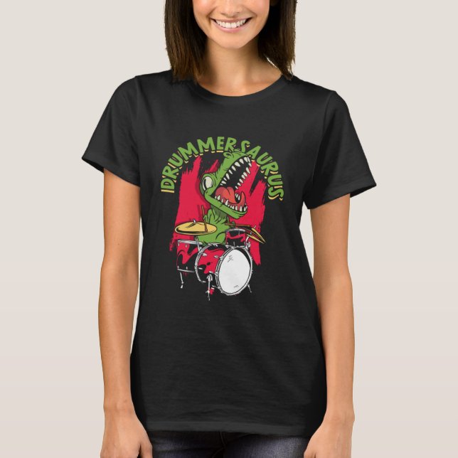Drummersaurus  Musician s Music and Instruments Co T Shirt (Framsida)