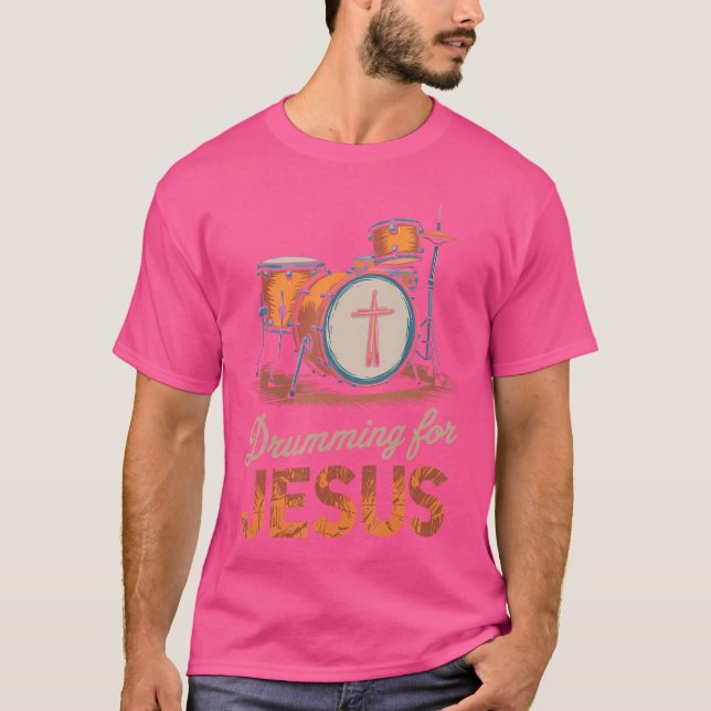 Drumming för Jesus Drums slagisionist och Drummer T Shirt (Framsida)