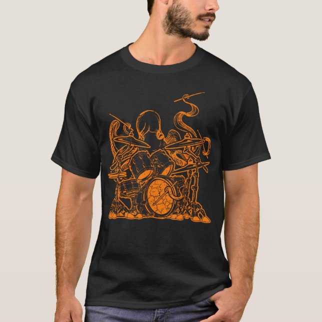 Drumming Gifts Percussion Octopus Playing Drums Dr T Shirt (Framsida)