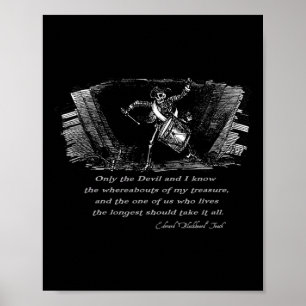 Drumming Pirat Skeleton with Blackbeard Quote Hal Poster