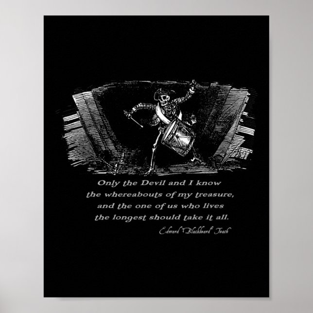 Drumming Pirat Skeleton with Blackbeard Quote Hal Poster (Framsidan)