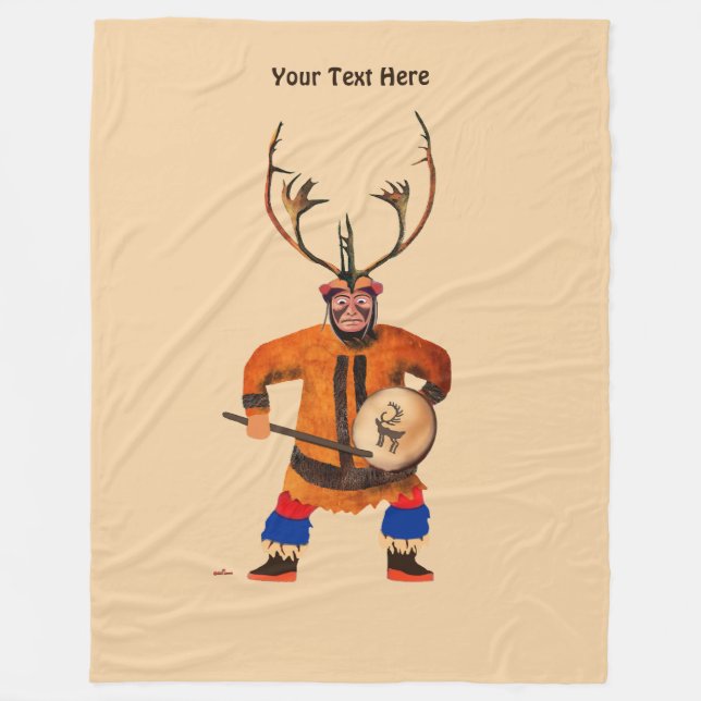 Drumming Shaman Fleecefilt (Framsidan)