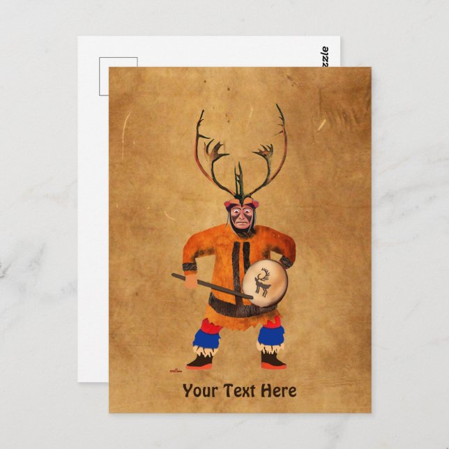 Drumming Shaman Vykort (Fram/baksida)