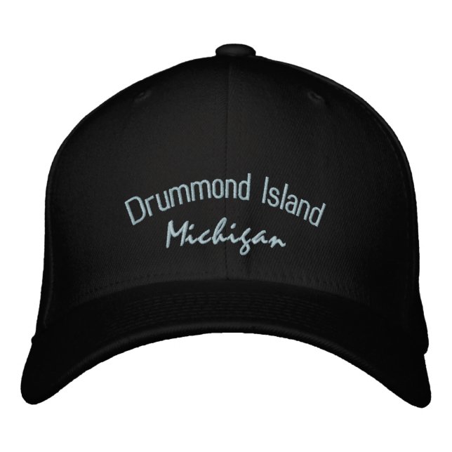 Drummond Island Michigan Embroized Hat Broderad Keps (Framsida)