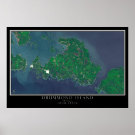 Drummond Island Michigan från Space Satellite Kart Poster