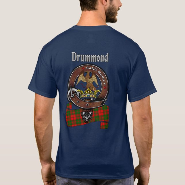 Drummond Klan Badge & Tartan (rygg) T Shirt (Baksida)