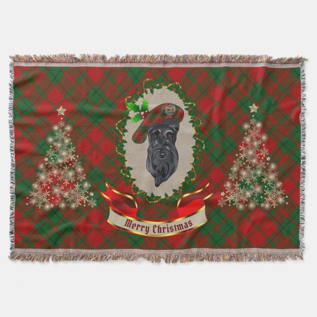 Drummond Scottie Hund jul Throw Blanket Filt (Framsidan)