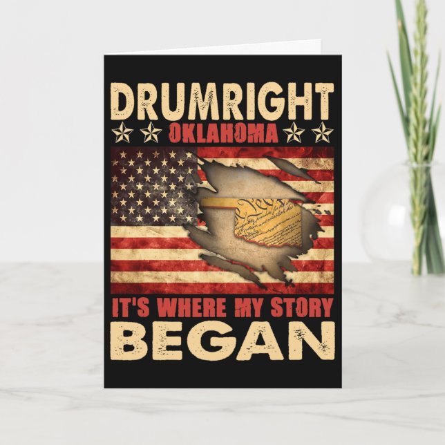 Drumright Oklahoma Usa Flagga 4:e Juli  Kort (Framsida)