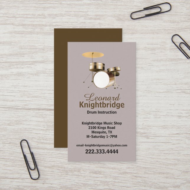 Drums-Affärskort Visitkort (Fram/Back In Situ)