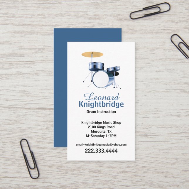 Drums-Affärskort Visitkort (Fram/Back In Situ)
