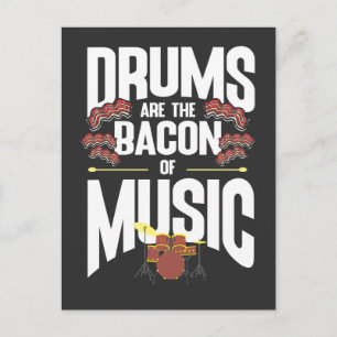 Drums Bacon Music Instrument Drummer Percussion Vykort