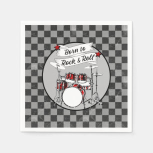 Drums Born till Sten & Roll Drummer Party Drum Kit Pappersservett