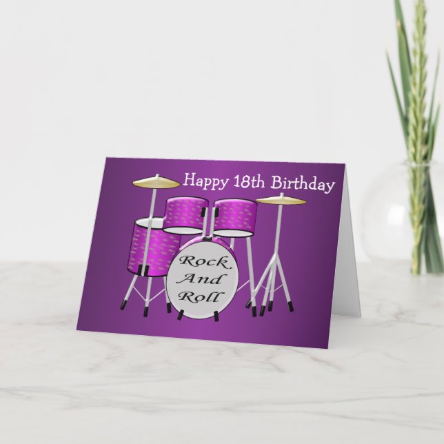 Drums Design Personlig 18:e födelsedagen Kort (Framsida)