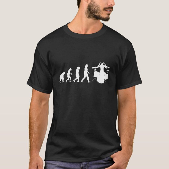 Drums Evolution Drummer Musician T Shirt (Framsida)