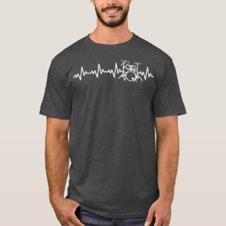 Drums Heartbeat Drummer Pulse Line Drumming Percus T Shirt