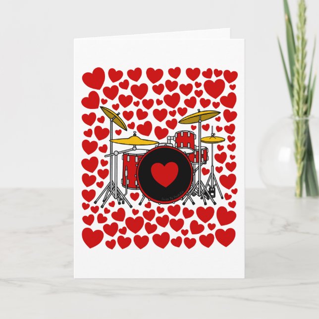 Drums Hearts Drummer Valentines Anniversary Card Helgkort (Framsida)