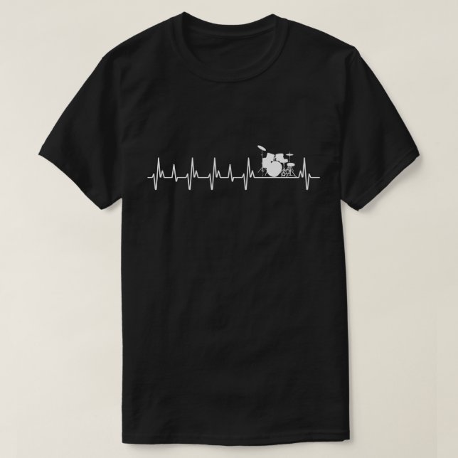 Drums Heartslag presenter Drummers Music Älskare T Shirt (Design framsida)