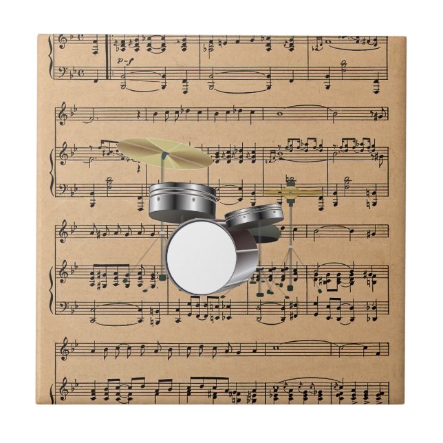 Drums med Lakan Music Background Kakelplatta (Framsidan)