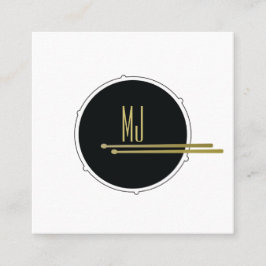 Drums minimalistisk modern | Drummer Simple Black Fyrkantigt Visitkort