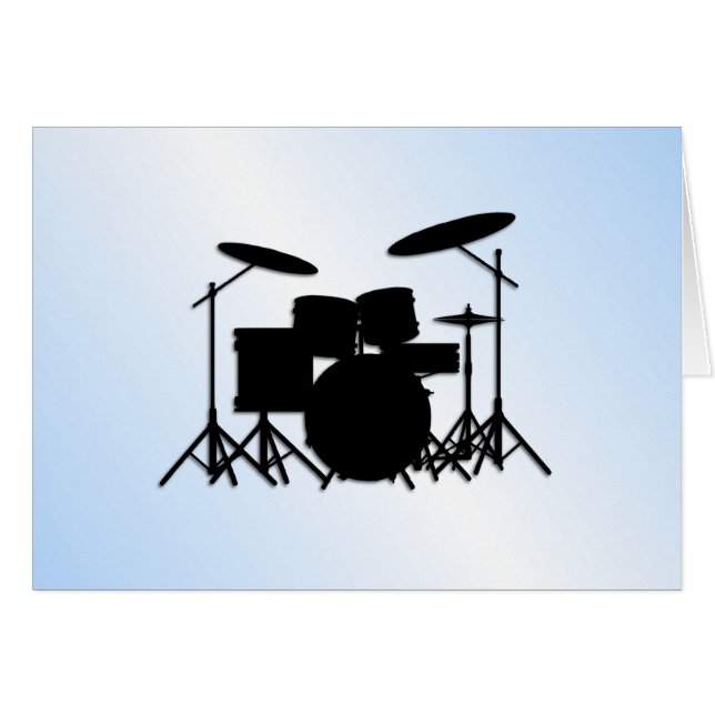 Drums Music Design Blue Hälsningskort (Framsidan Horizontal)