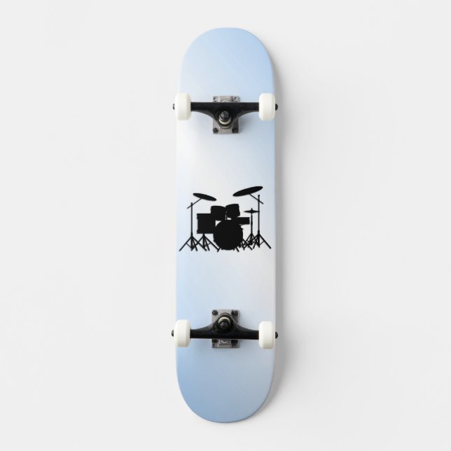 Drums Music Design Blue Mini Skateboard Bräda 18,5 Cm (Framsida)