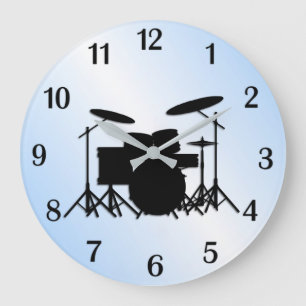Drums Music Design Blue Stor Klocka