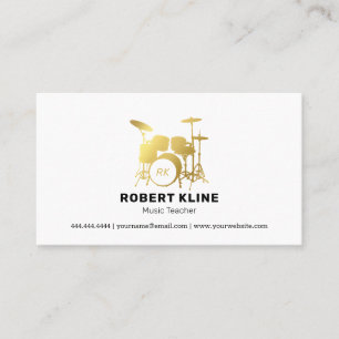Drums Music Teacher Guld Drummer Visitkort