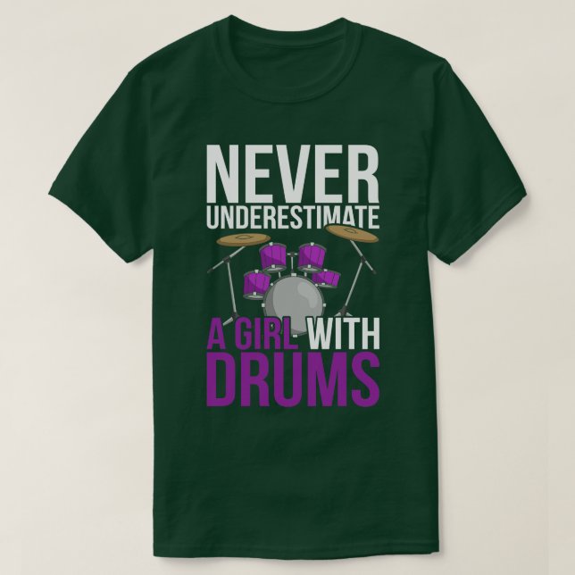 Drums Musician Girl Drummer T Shirt (Design framsida)
