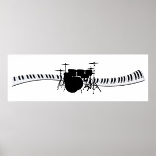 Drums- och Piano tangentbord-banderoller Poster