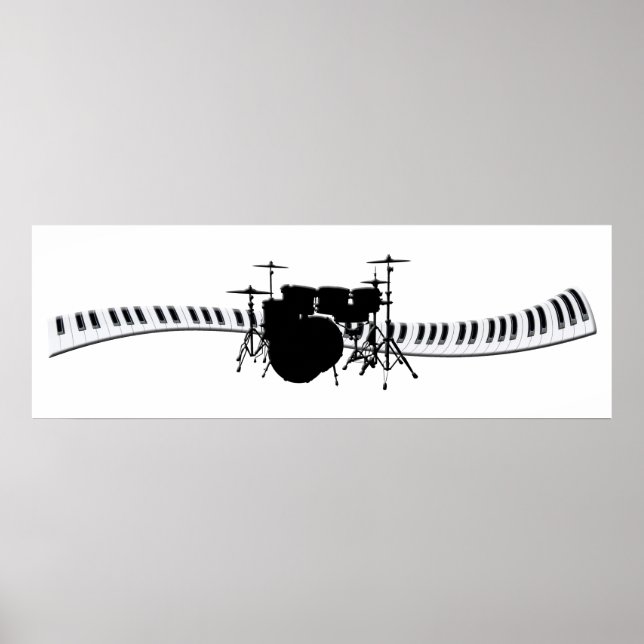 Drums- och Piano tangentbord-banderoller Poster (Framsidan)
