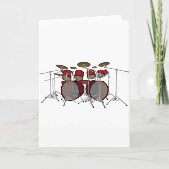 Drums: Red Drum Kit: 3D Model: Kort (Framsida)