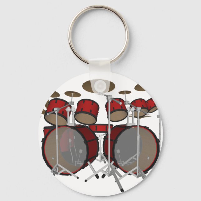 Drums: Red Drum Kit: 3D Model: Nyckelring (Framsida)