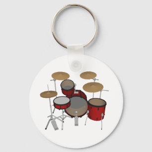 Drums: Red Drum Kit: 3D Model: Nyckelring