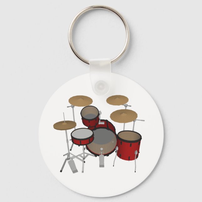 Drums: Red Drum Kit: 3D Model: Nyckelring (Framsida)
