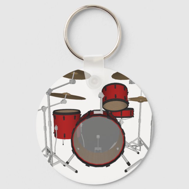 Drums: Red Drum Kit: 3D Model: Nyckelring (Framsida)