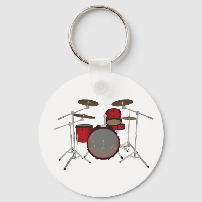 Drums: Red Drum Kit: 3D Model: Nyckelring (Framsida)