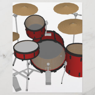 Drums: Red Drum Kit: 3D Model: Reklamblad
