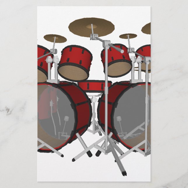 Drums: Röd trumsats: 3D-modell: Brevpapper (Framsida)