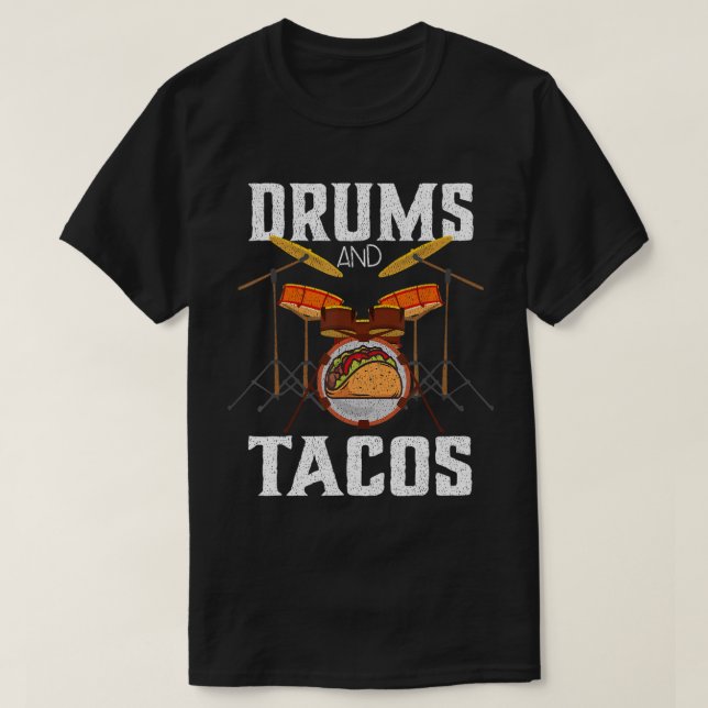 Drums Tshirt Tacos Cinco De Mayo Music Drummer T- T Shirt (Design framsida)