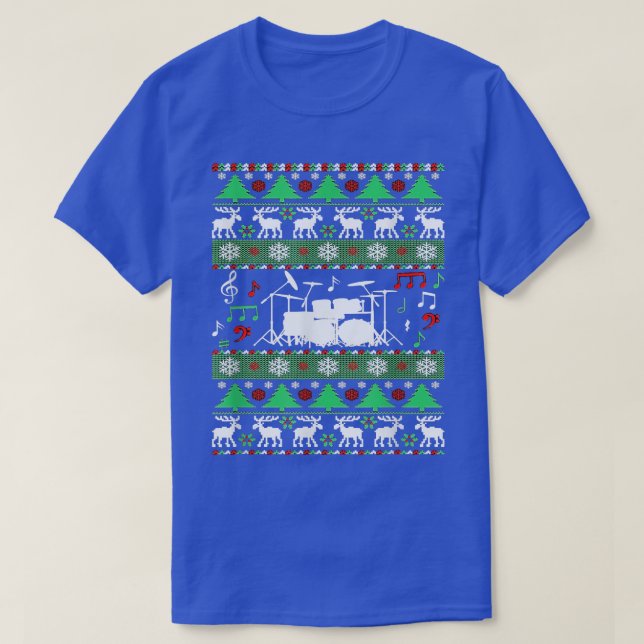 Drums Ugly jul Helgdag Sweater for Drummer M T Shirt (Design framsida)