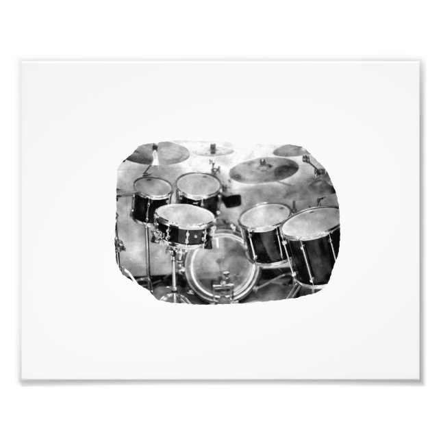 Drumset Black and White Photographic Design Design Fototryck (Framsidan)