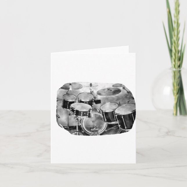 Drumset Black and White Photographic Design Design Kort (Framsida)