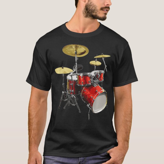 Drumset Design Music och Drums Premium T Shirt (Framsida)