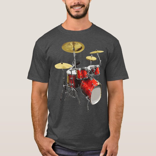 Drumset Design Music och Drums T Shirt (Framsida)