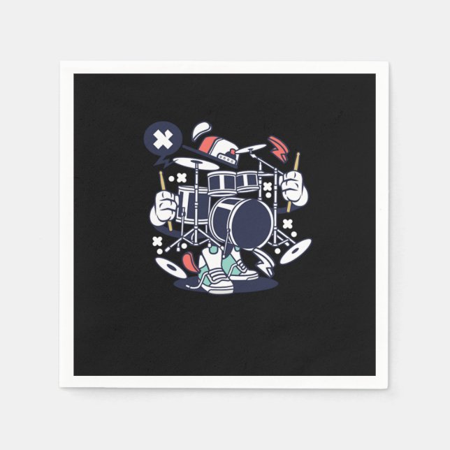 Drumset Drummers Music Älskare Musician Drums Sten Pappersservett (Framsidan)