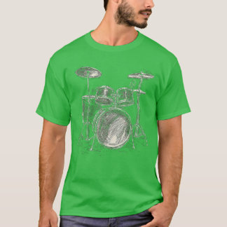 Drumset Music Instrument Motif Illustration Drumse T Shirt